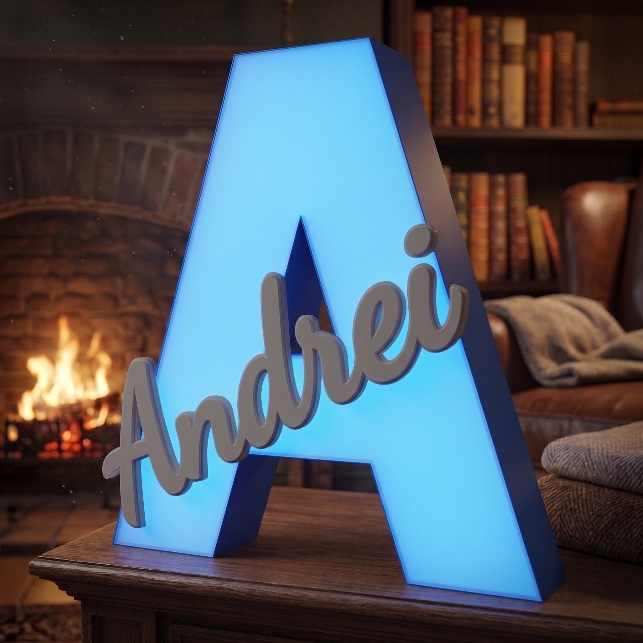 Inițială 3D Personalizată cu Nume în Relief | Lămpiță de Veghe LED & Decor Cameră - imagine 2