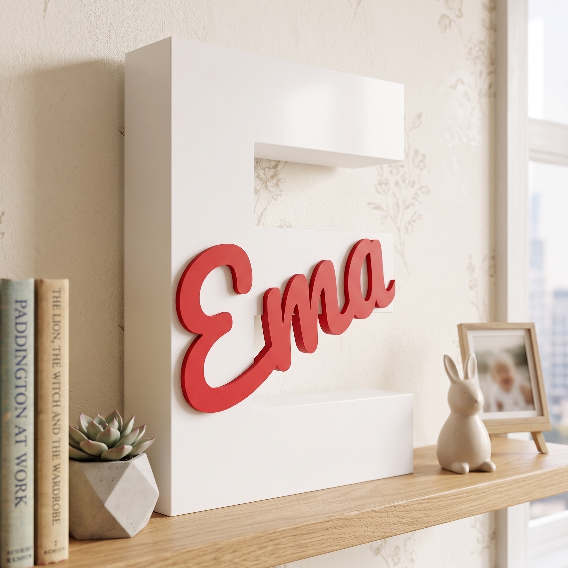 Inițială 3D Personalizată cu Nume în Relief | Lămpiță de Veghe LED & Decor Cameră - imagine 4