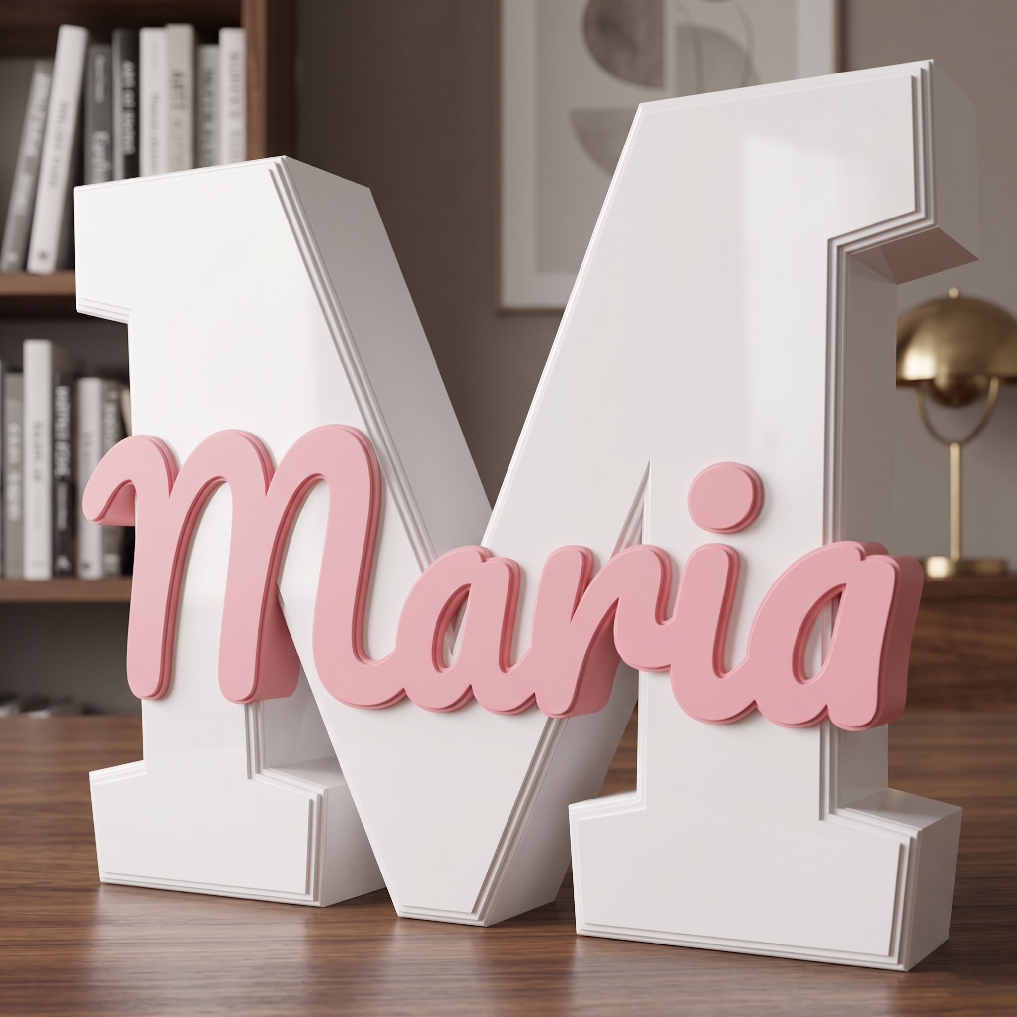 Inițială 3D Personalizată cu Nume în Relief | Lămpiță de Veghe LED & Decor Cameră