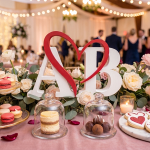Decorațiune 3D Cuplu – Două Inițiale Unite de o Inimă | Cadou Romantic & Decor Evenimente