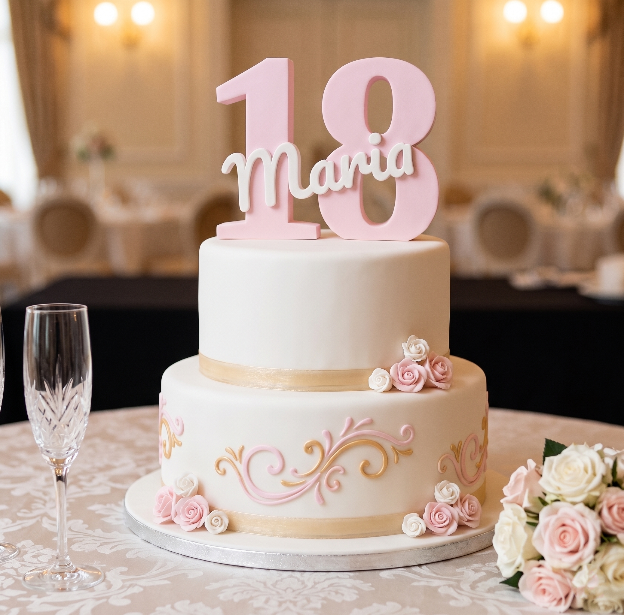 Topper Tort Personalizat 3D – Vârstă și Nume în Relief | Decorațiune Aniversară